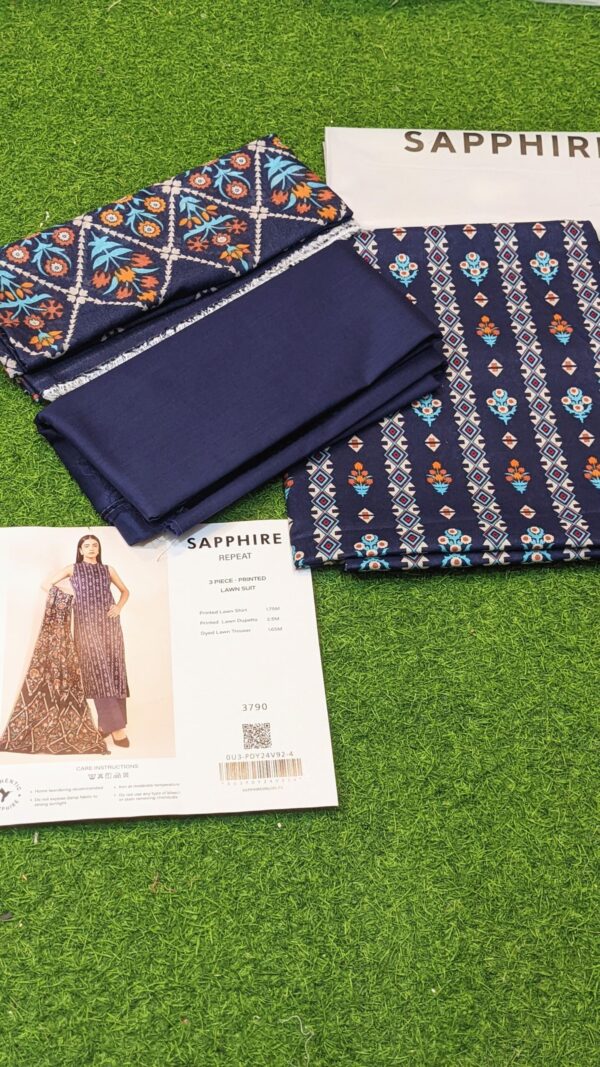 SAPPHIRE - Summer Lawn 2024 Repeat - 3 PC Unstitched - Image 2
